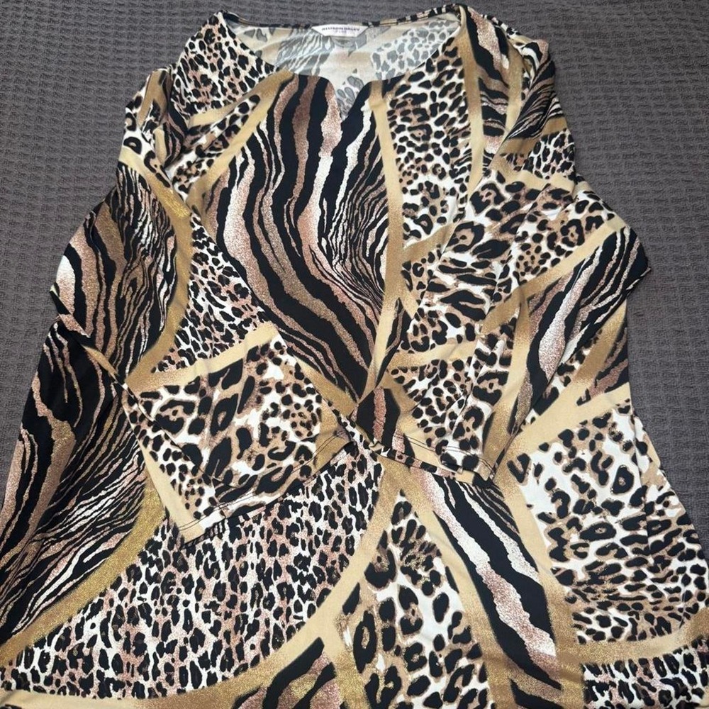 Alison Daley Plus Animal Print Blouse 2x